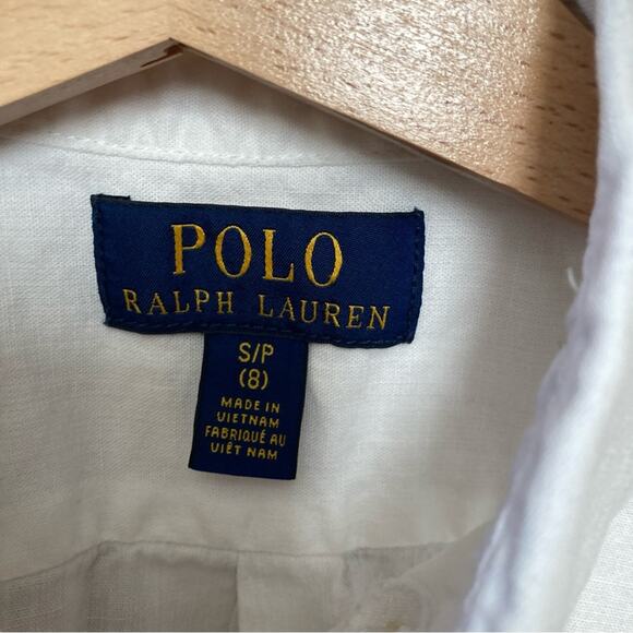 Polo Ralph Lauren White Button Down Short Sleeve Boys Size 8 - Picture 4 of 7